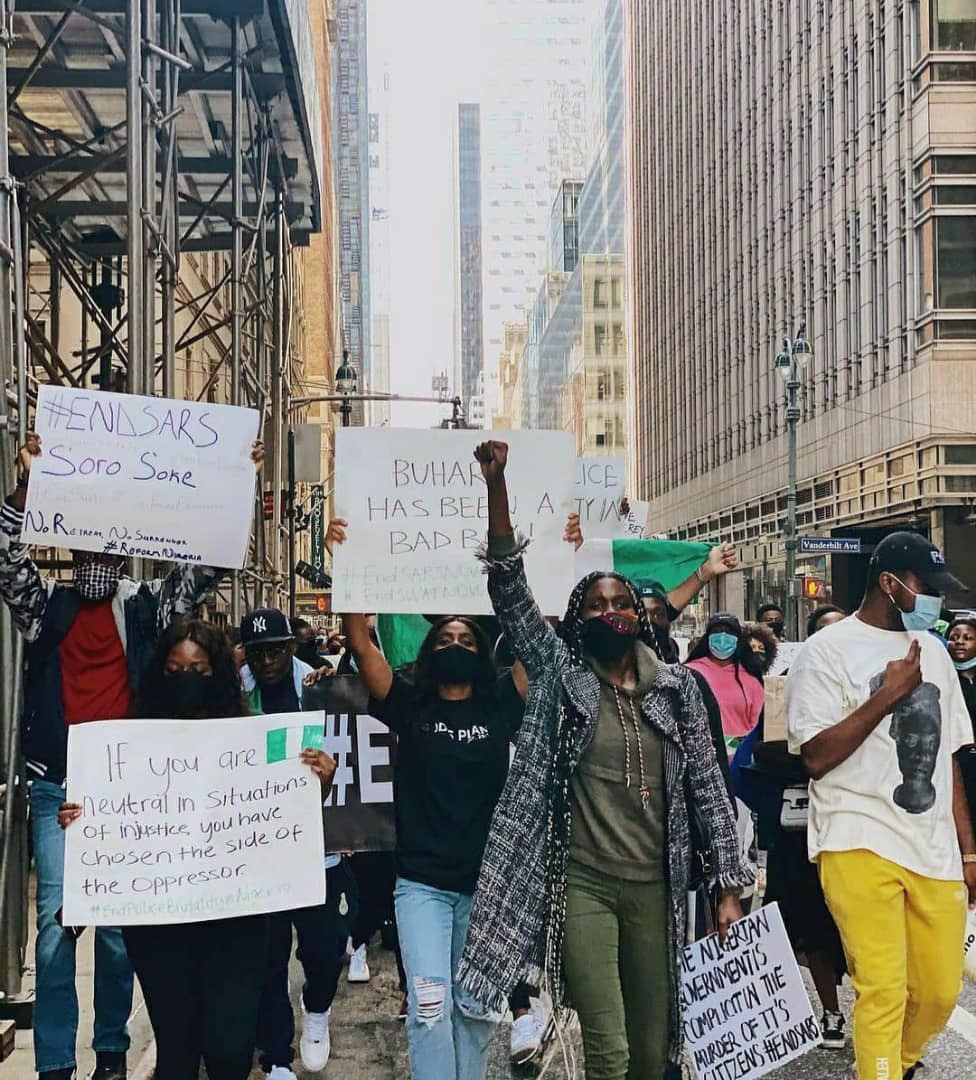 Nigerians in New York stage #EndSARS protest (photos/video)